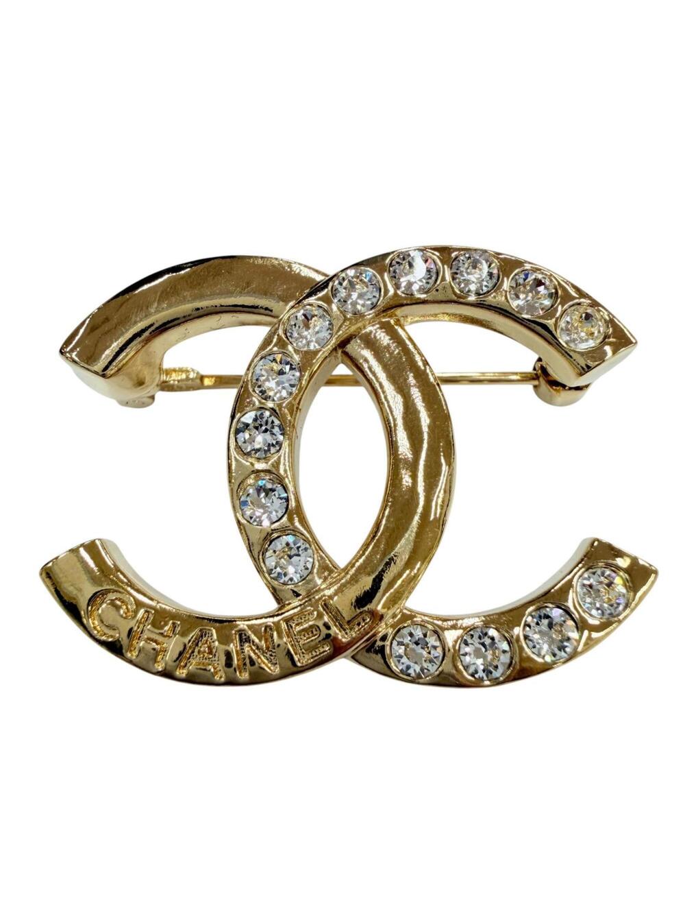 Chanel Cc Logo Brooch Gold-Tone Metal #351400C12B